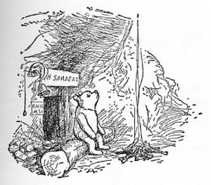 Winnie-the-Pooh in a drawing by E. H. Shepard.